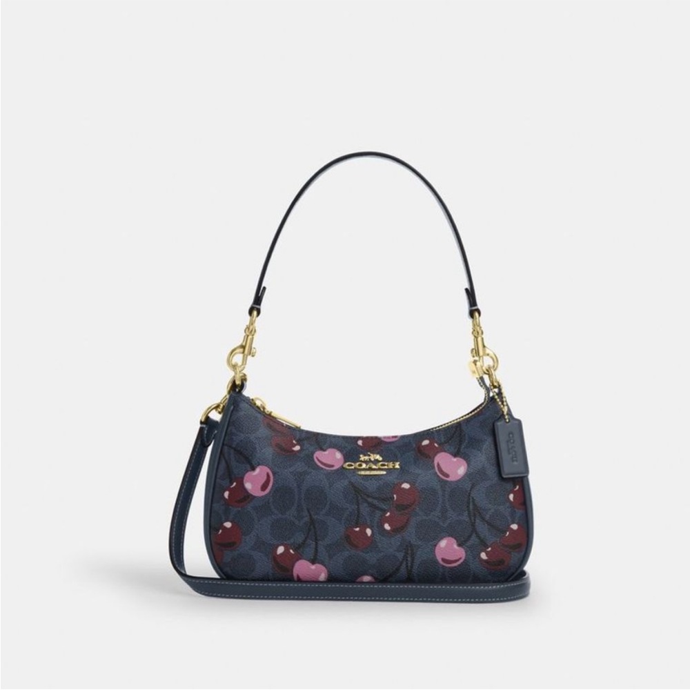 NWT！2PCS COACH TERI SHOULDER BAG IN SIGNATURE CANVAS WITH CHERRY PRINT（CY694） - Picture 9 of 16